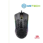 Na slici je prikazan ReDragon Storm M808 RGB Black Gaming miš. Prikazana je gornja strana miša. Na slici se pored toga nalazi logo naše firme "MSTech" i logo proizvođača "REDRAGON".