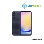 Na slici je prikazana prednja i zadnja strana Samsung Galaxy A25 5G 6/128 GB Black telefona. Pored toga na slici je prikazan logo naše firme "MSTech" i logo proizvođača "SAMSUNG".