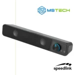 Na slici je prikazan SPEEDLINK BRIO Soundbar Stereo. Prikazana je prednja strana zvučnika iz desnog. Na slici se pored toga nalazi logo naše firme "MSTech" i logo proizvođača "SPEEDLINK".