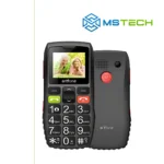 Na slici je prikazana prednja i zadnja strana Telefon na tipke ARTFONE C1. Pored toga na slici je prikazan logo naše firme "MSTech".