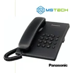 Na slici je prikazan Telefon Panasonic KX-TS500B. Pored toga na slici je prikazan logo naše firme "MSTech" i logo proizvođača "PANASONIC"