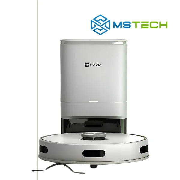 Na slici su prikazani Usisivač robot CS-RE4 Plus Ezviz i logo naše firme "MSTech".