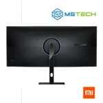 Na slici je prikazan Xiaomi Gaming Monitor G34WQI 34". Prikazana je njegova zadnja strana. Pored toga na slici se nalazi logo naše firme "MSTech" i logo proizvođača "XIAOMI".