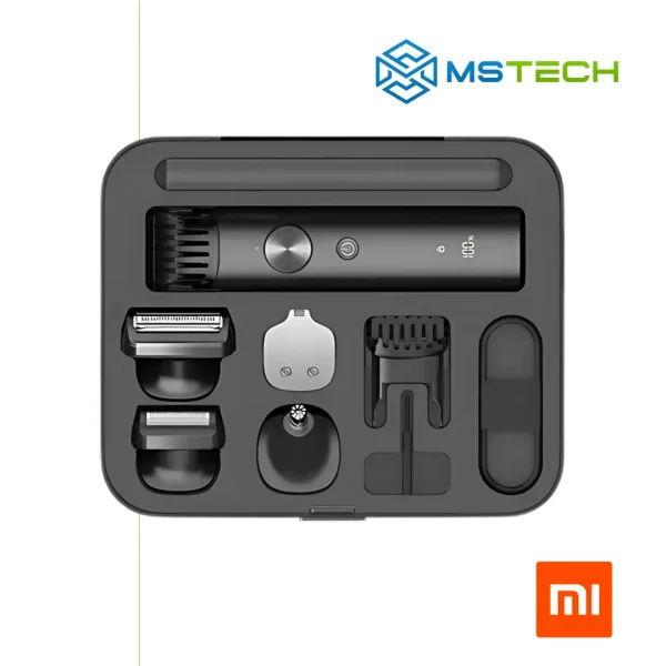 Na slici su prikazani Xiaomi mašinica za šišanje Pro, logo naše firme "MSTech" i logo proizvođača "XIAOMI".