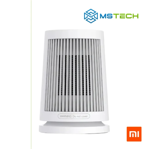 Na slici su prikazani Xiaomi stolna grijalica, logo naše firme "MSTech" i logo proizvođača "XIAOMI".