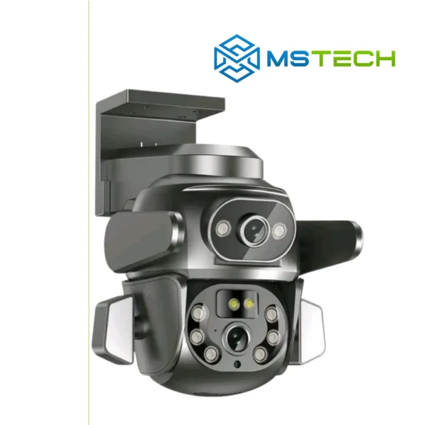Na slici su prikazani XO CR04 Robot 400W Outdoor Dome Kamera i logo naše firme "MSTech"
