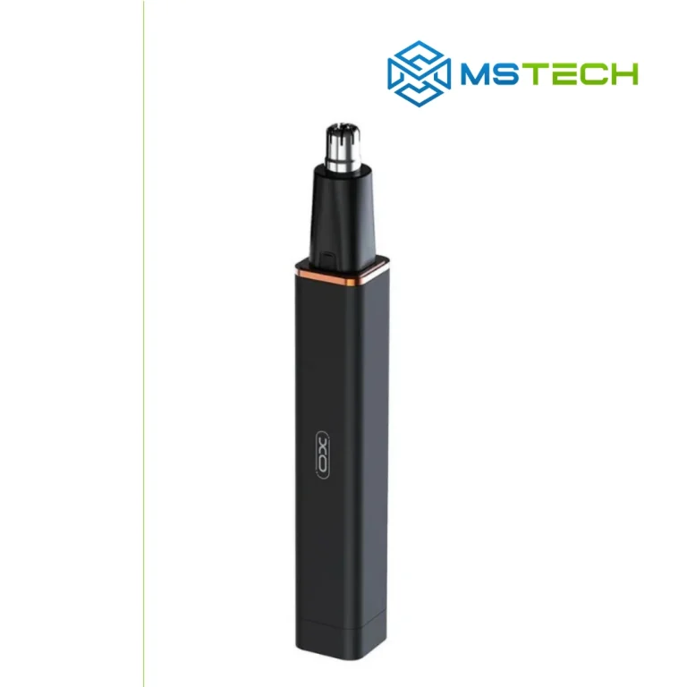 Na slici su prikazani XO CF15 Intelligent trimer za nos Crni i logo naše firme "MSTech"